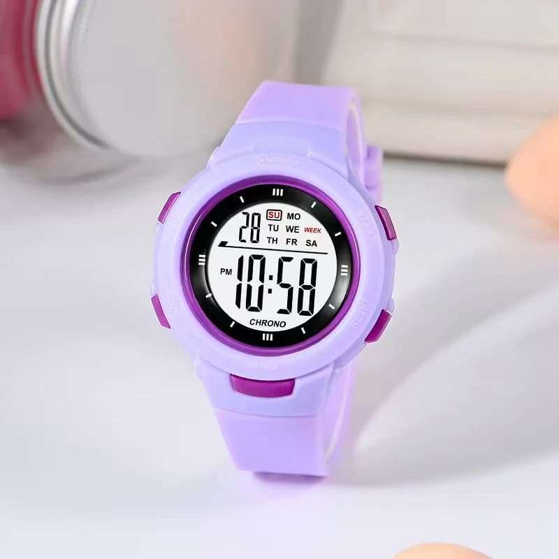 OHSEN Kids Sports Watches Silicone Electronic Wrist Watch Purple Waterproof 50M Kids Digital Watch For Girls Gift