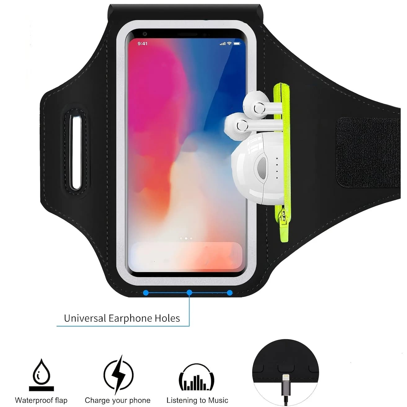 Waterproof Running Arm Bag Sports Bracelets For Phone, Ultralight Arm Bag For Cell Phone Up To 6.7 Inch With AirPods Zipper Pocket