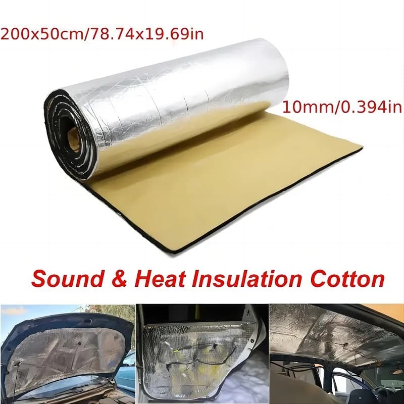 Car Sound Deadener Heat Shield Mat Self Adhesive Aluminum Foil Insulation Roll Foam Backing for Roof Floor Pipe Noise Reduction