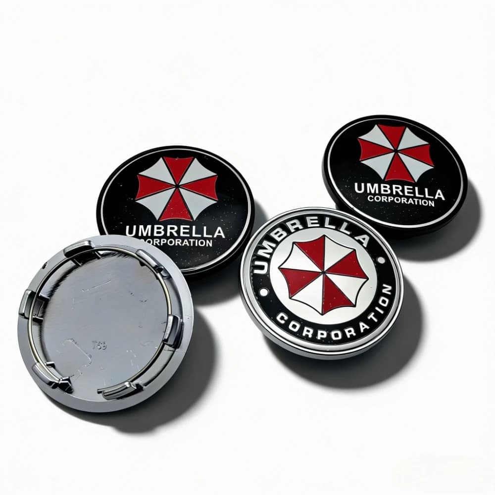 4 pezzi Coprimozzo per auto con logo a forma di ombrello, Diametro esterno 69MM, Clip 56MM, Tappo antipolvere per mozzo ruota, Coprimozzi, Accessori auto di ricambio