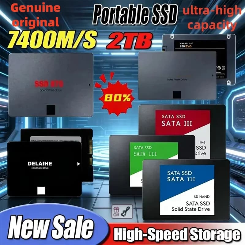 SSD SATA ad alta velocità con interfaccia esterna portatile da 1 TB, unità a stato solido ad alta velocità, adatta per laptop, microcomputer, desktop/MAC
