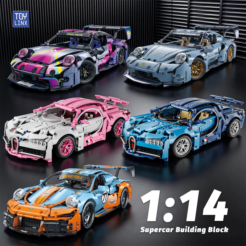 KAVOWORLD Set di Blocchi da Costruzione Supercar in Scala 1:14, Kit Modello Auto Sportiva MOC, Giocattolo in Mattoncini, Set di Costruzione Auto da Corsa, Regalo
