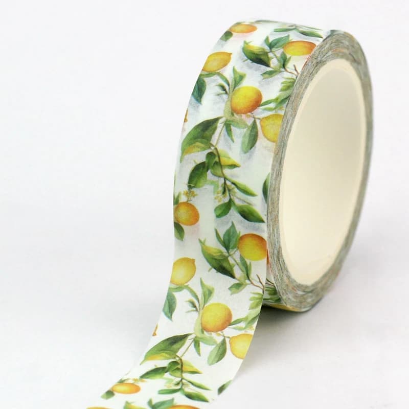 NUOVO 1PC 10M Decor Giallo Limone e Foglie Frutta Washi Nastro per Scrapbooking Nastro Adesivo Journaling Carino Cancelleria