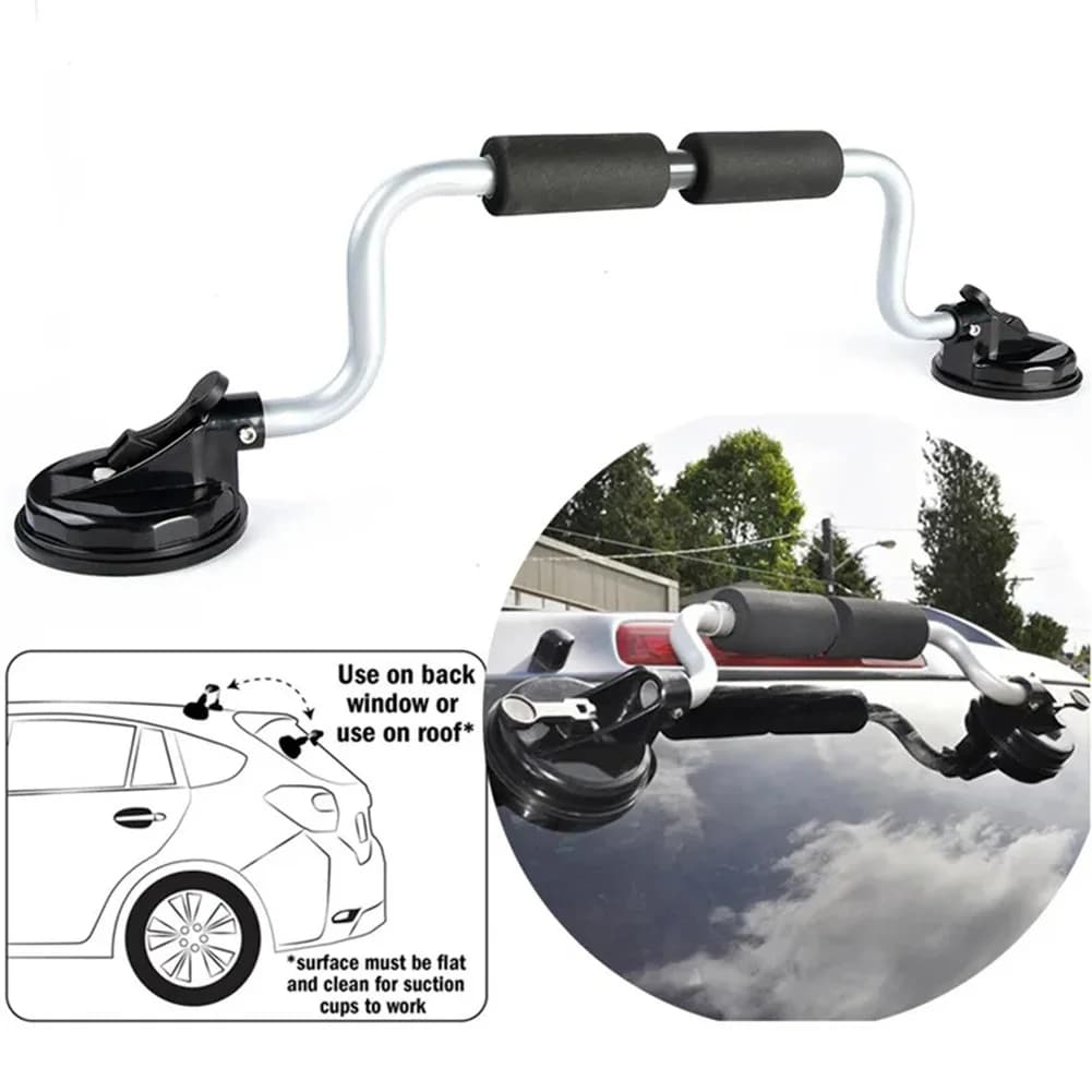 Type of suction cup for kayaking, load assistance, strong suction with foam rollers for mounting kayaks and canoes on top for car, black