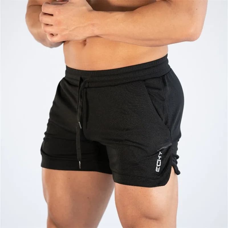 Men's slim mesh summer sports shorts, breathable, for muscle fitness training, three-point pants, casual racing sports shorts