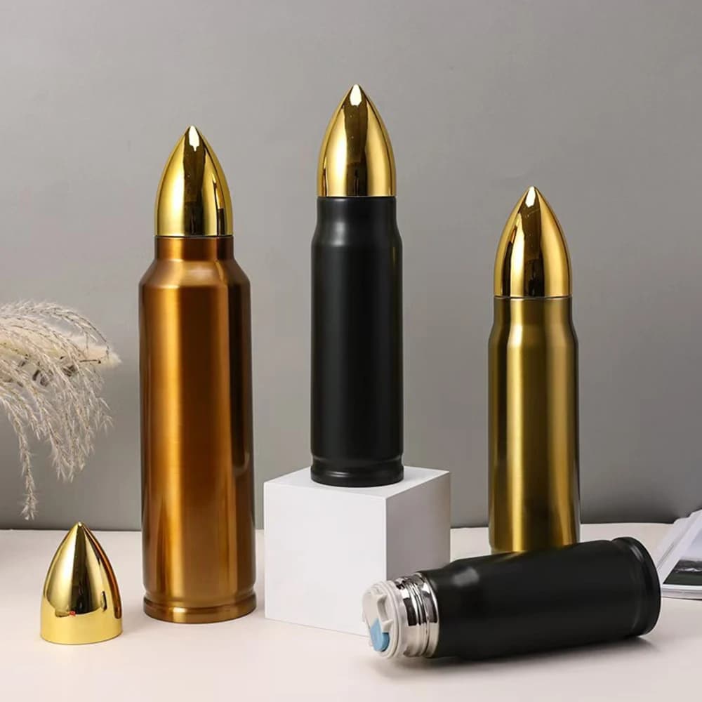 304 Stainless Steel Thermos Cup, Creative Bullet Vacuum Bottle, Outdoor Portable Cold Bottle Insulated Cup for Children, 500ml