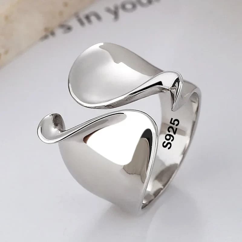 Sterling 925 Sterling Silver Ring, New Simple Corrugated Design, Thai Style Double Rings, Trendy Gift for Couples and Women