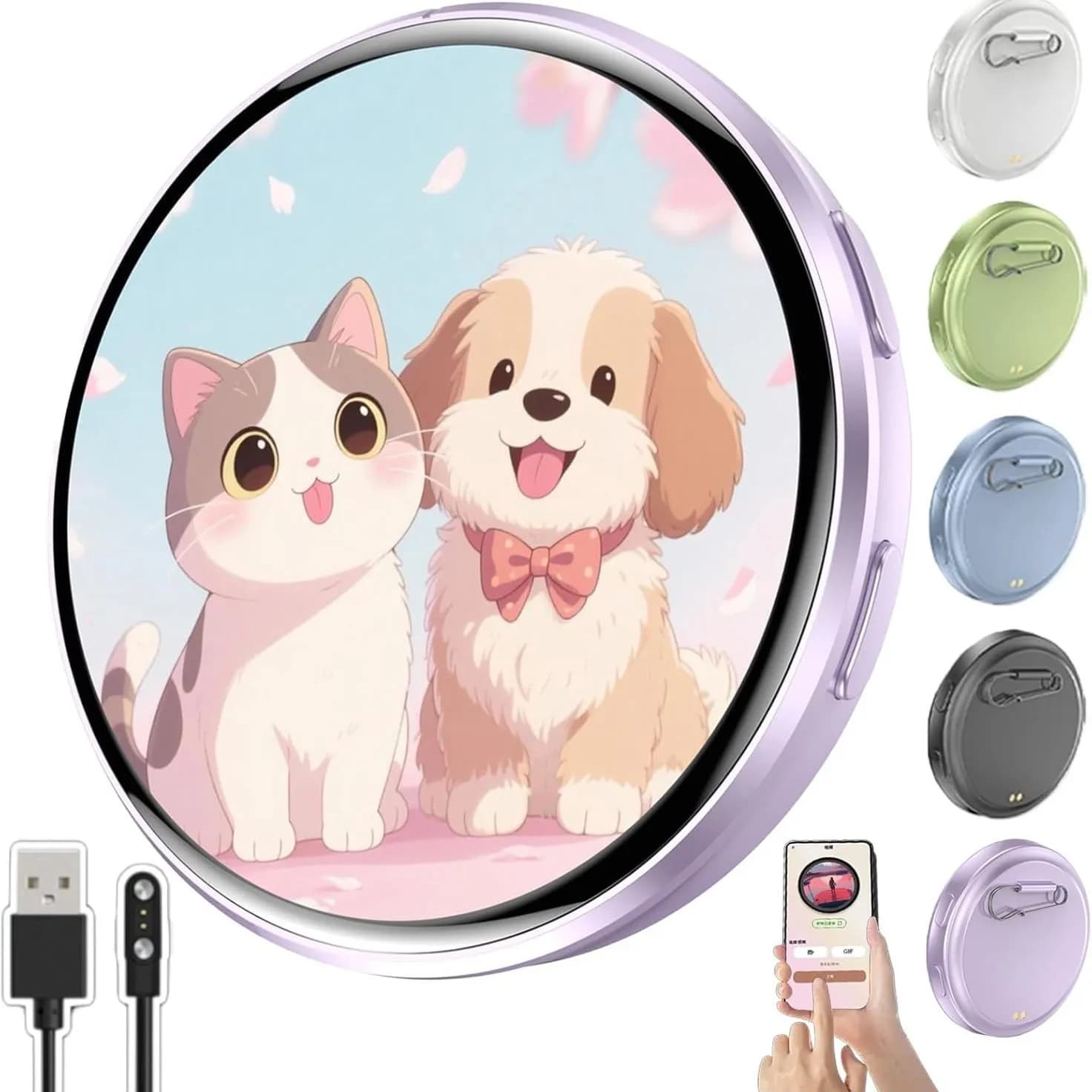 Electronic Badge HD Display Screen 1.70-inch HD Display Bluetooth 6.0 GIF Video Playback Touch Screen LED Audible Video Play
