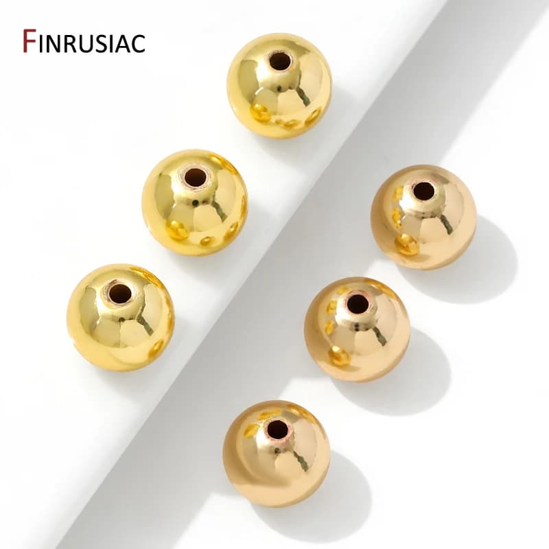 Perline distanziatrici solide in ottone placcato oro 14/18K per la creazione di gioielli, separatori per perline, braccialetti da 6/8/10mm perline per accessori fai da te
