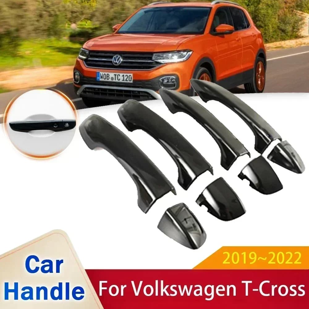 Misura per Volkswagen VW T Cross TCross C11 2019 2020 2021 2022 Durevole Gloss Nero Maniglia Della Porta Della Copertura Adesivi Trim Accessori Auto