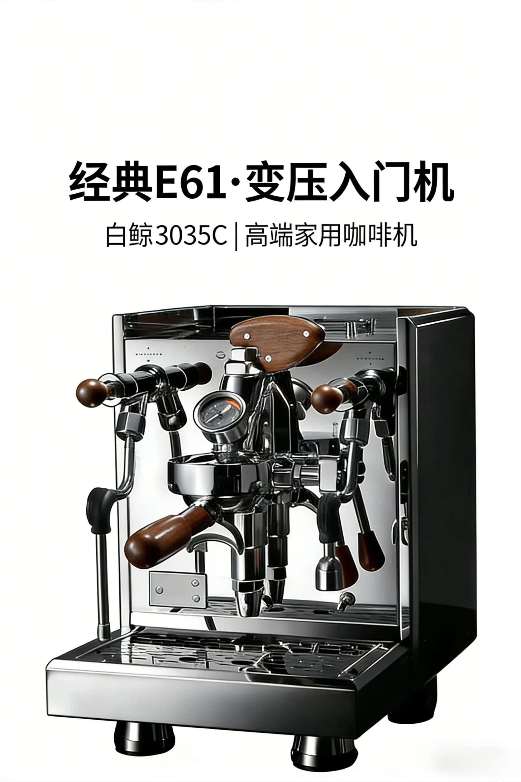 Caffettiera semiautomatica, testa di preparazione E61 con concentrazione 3035A/B/C, pompa vibrante semiautomatica a doppia caldaia da 15 bar