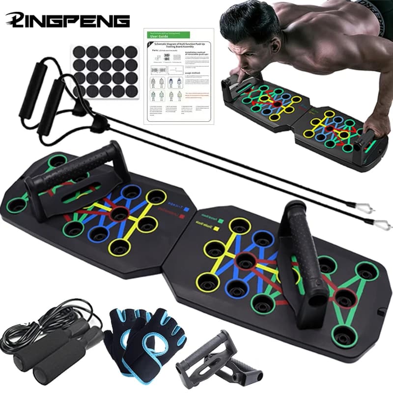 Portable multifunctional push-up board set with handles Foldable fitness equipment for chest, abdomen, arms and back training