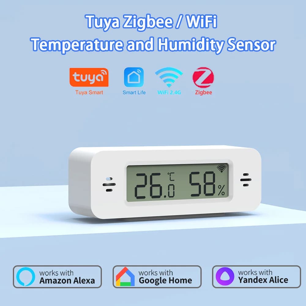 Tuya WiFi Zigbee Temperatura Umidità Per Smart Home MiNi Termometro Igrometro APP Lavoro Remoto con Google Home Yandex Alexa