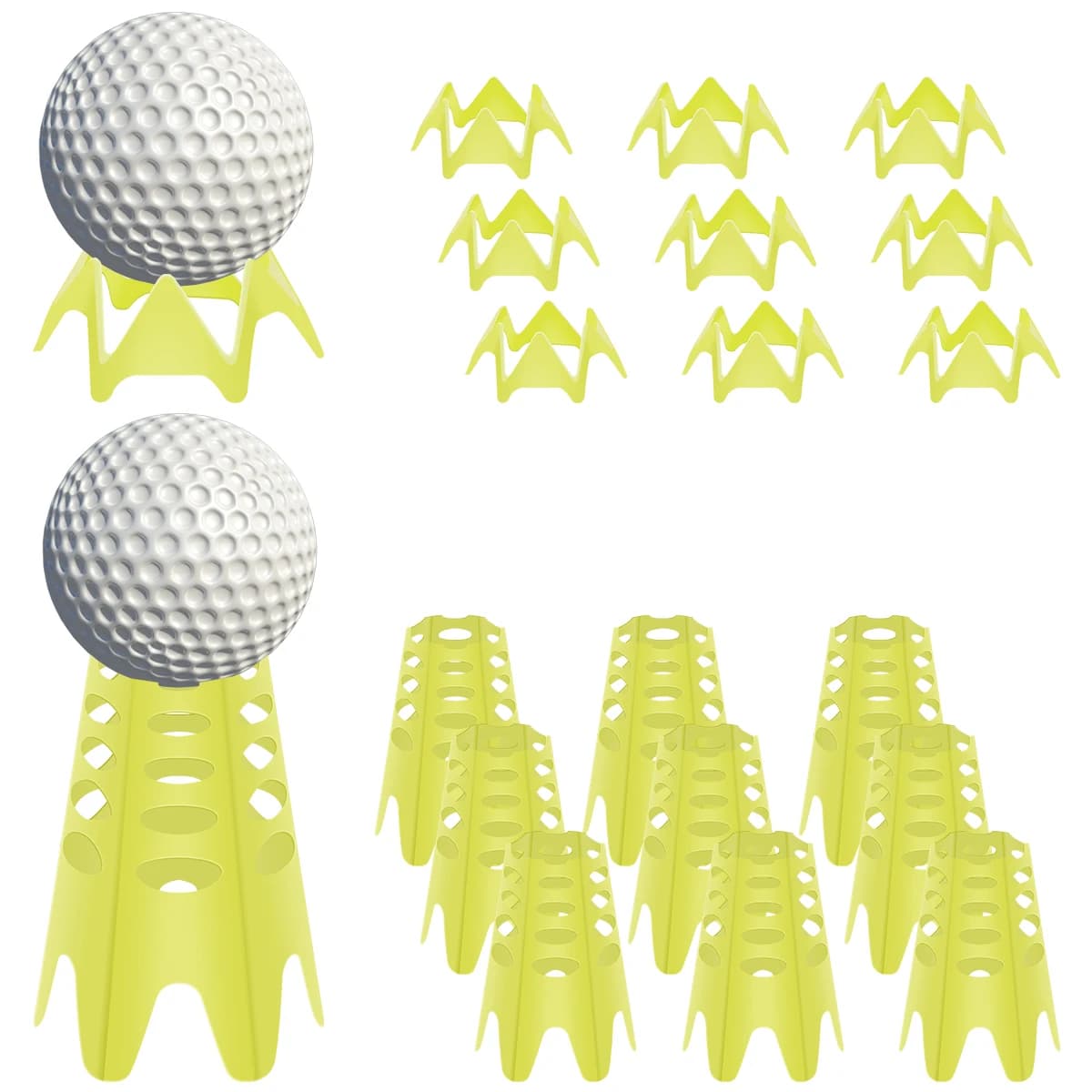 T-shirt da golf in plastica da 20 pezzi, simulatore leggero e riutilizzabile, t-shirt da golf portatili per tappetino da golf per interni ed esterni domestici