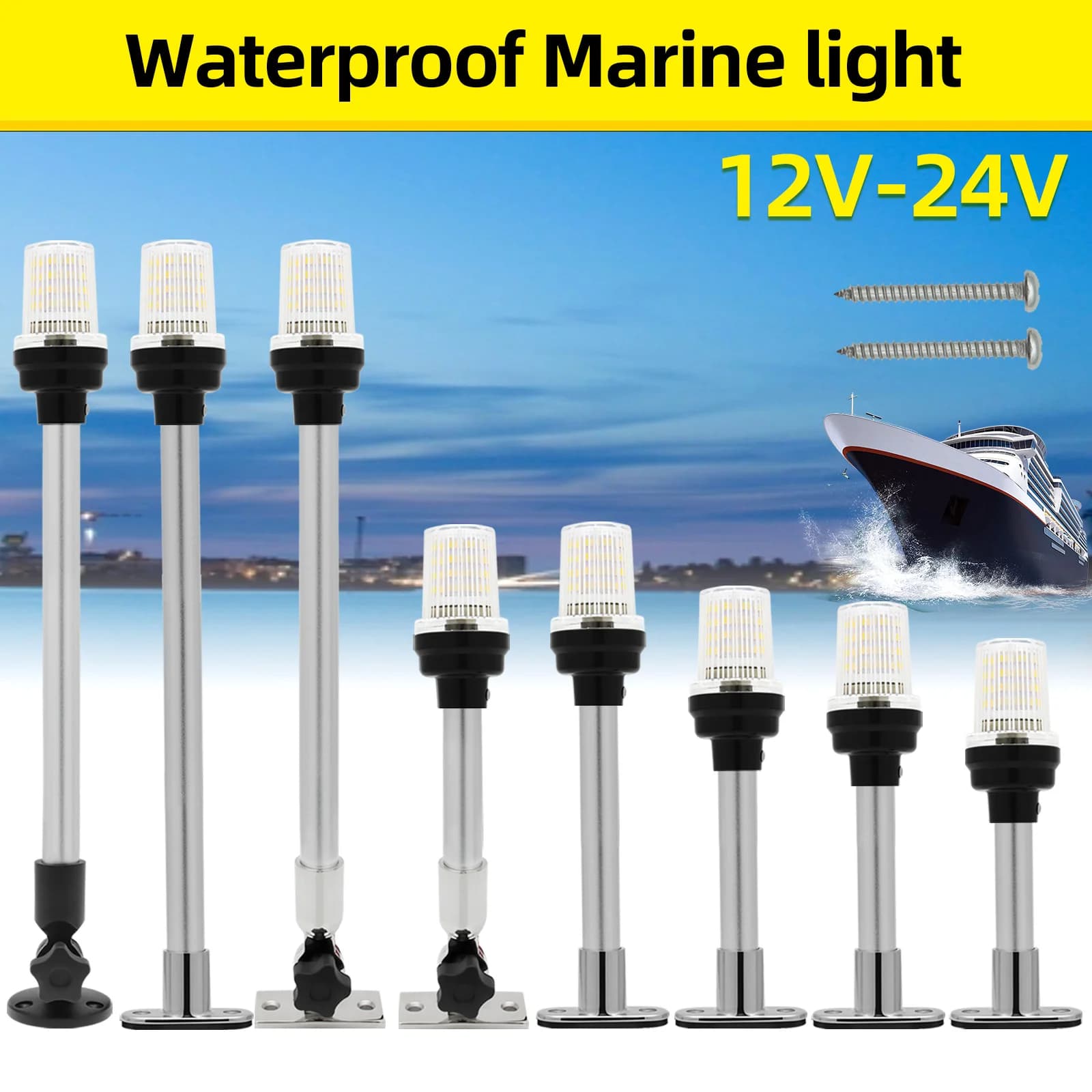 NUOVA luce di navigazione per barche a LED pieghevole da 360 gradi per luce di ancoraggio marina per yacht 12 ~ 24 V luce di segnalazione per vela accessori per barche