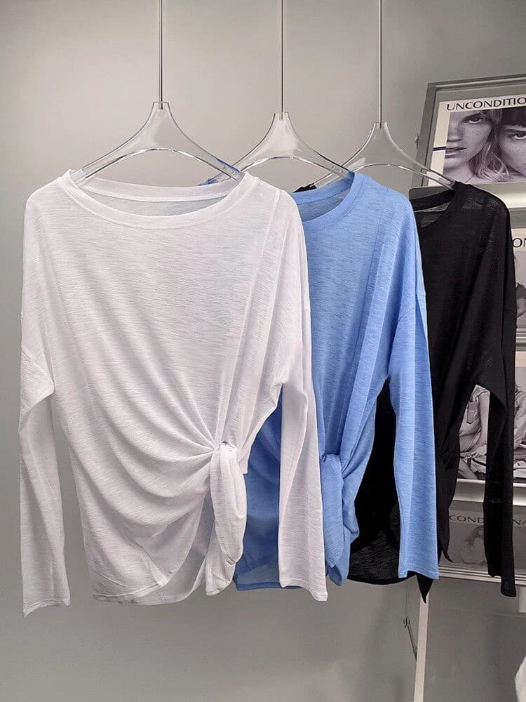 Maglietta da Yoga a Maniche Lunghe per Donna, Vestibilità Comoda, Collo Tondo, Traspirante, Casual, per Fitness, Corsa, Sport all'Aperto