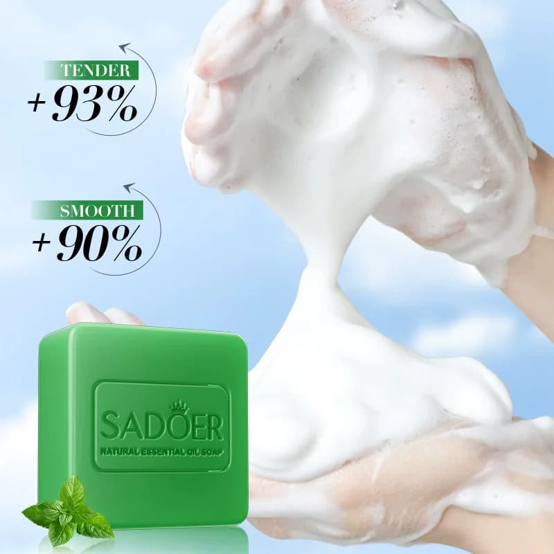 SADOER Sapone all'olio essenziale di menta piperita, sapone fatto a mano, sapone da bagno, sapone detergente per il corpo