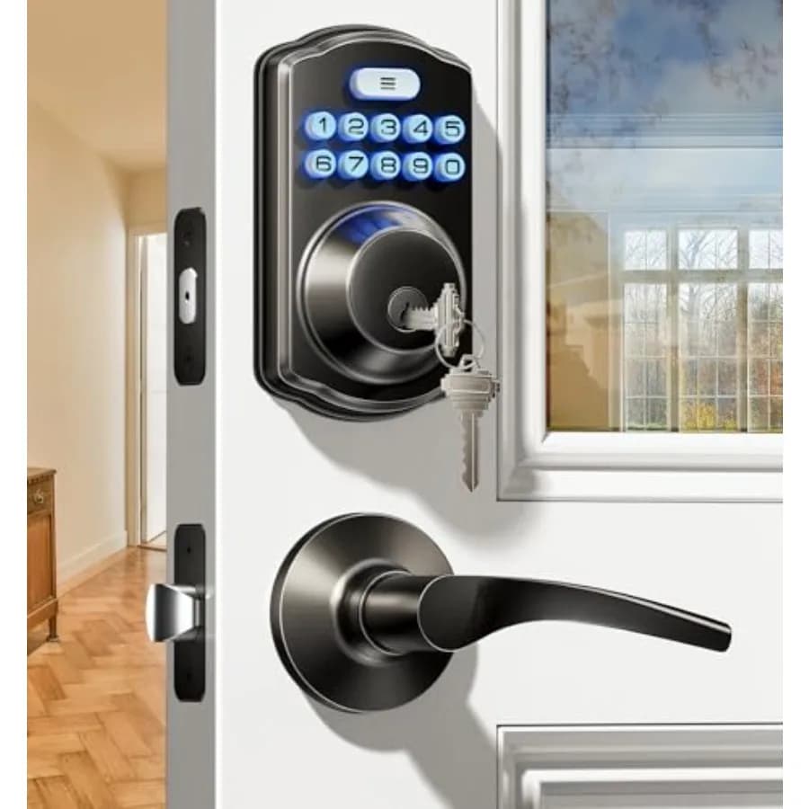 Serratura per Porta Senza Chiave con 2 Maniglie a Leva - Serratura Elettronica con Tastierino, Facile Installazione, Set Serratura Digitale Intelligente per Porta d'Ingresso