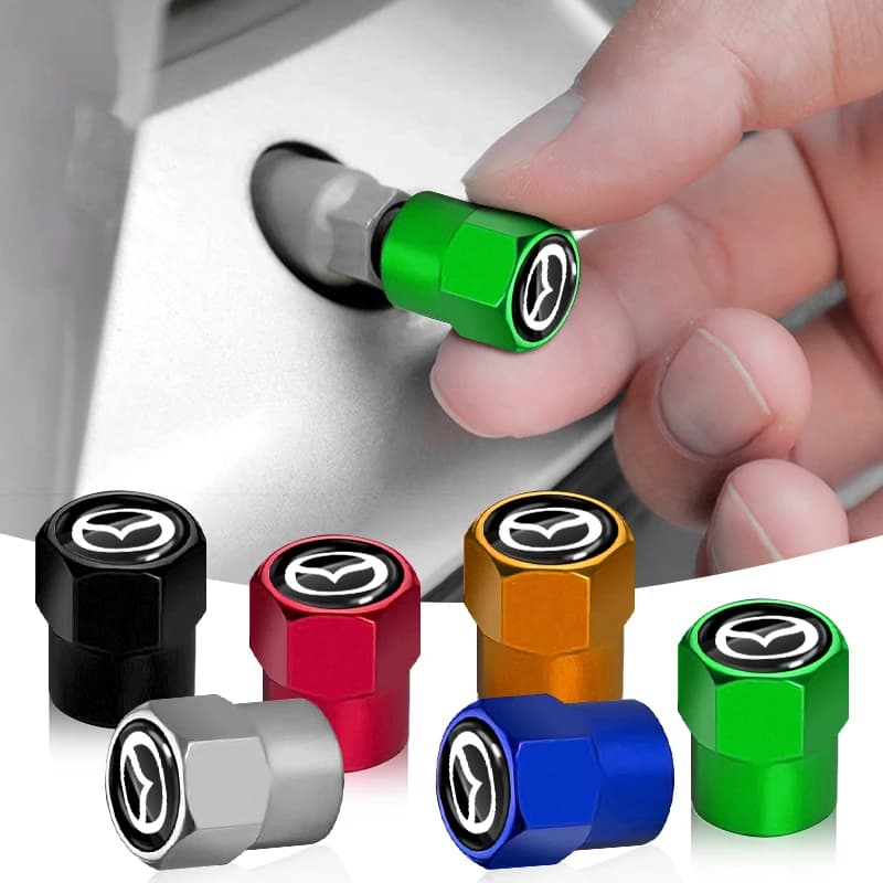 4Pcs/SET Car Valve Stem Caps Cover Waterproof Car Accessories for Mazda 2 3 6 Atenza Axela Demio Atenza MS Goods RX8 CX3 CX5 MP