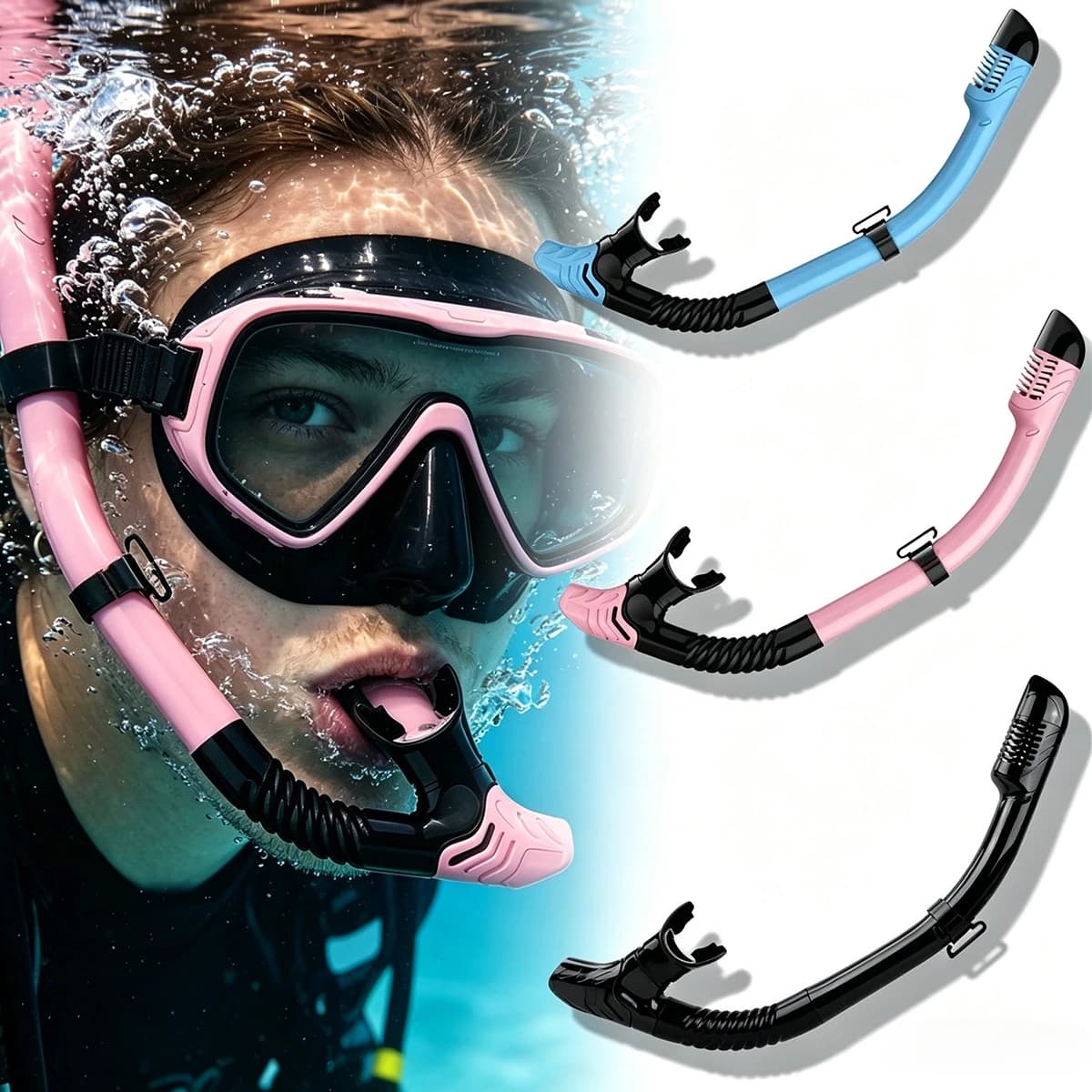 1-4PCS Dry Snorkel Tube Easy Breath Scuba Diving Splash Guard Top Valve Swimming Underwater Equipment For Adults Kids Youth
