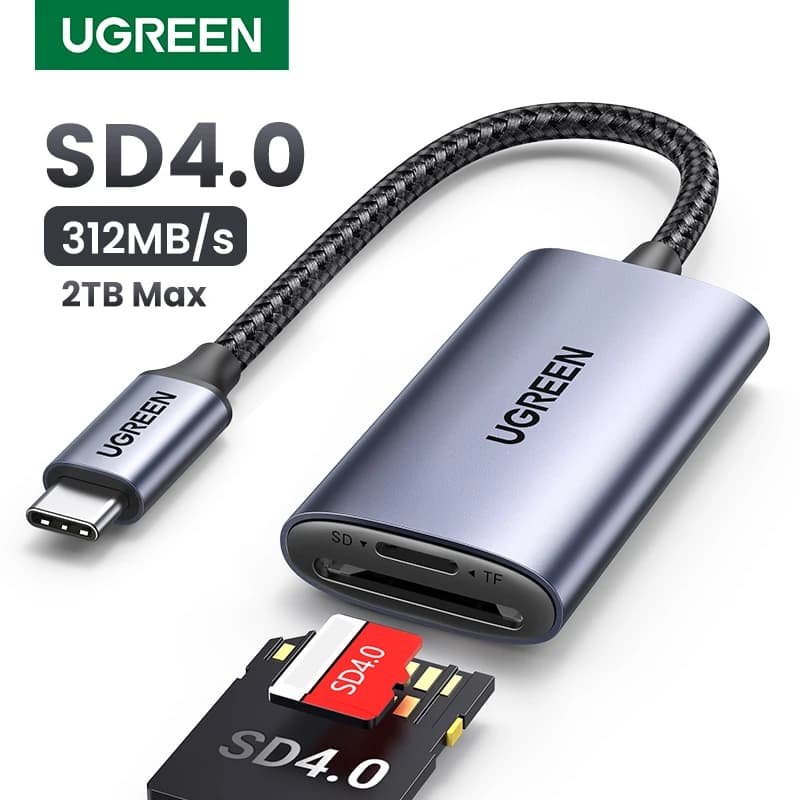 Lettore di schede UGREEN Adattatore per scheda di memoria da USB-C a SD MicroSD TF da 170 MB/s per PC portatile Tipo-C Telefono OTG MacBook Windows MacOS