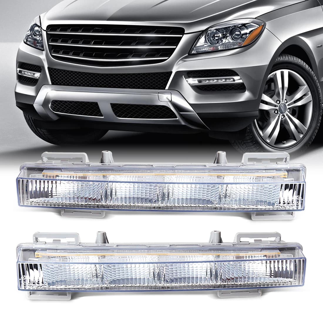 2 pezzi luce di marcia diurna per Mercedes Benz W166 ML350 ML400 X204 GLK350 DRL faro guida fendinebbia 2049065401 2049065501