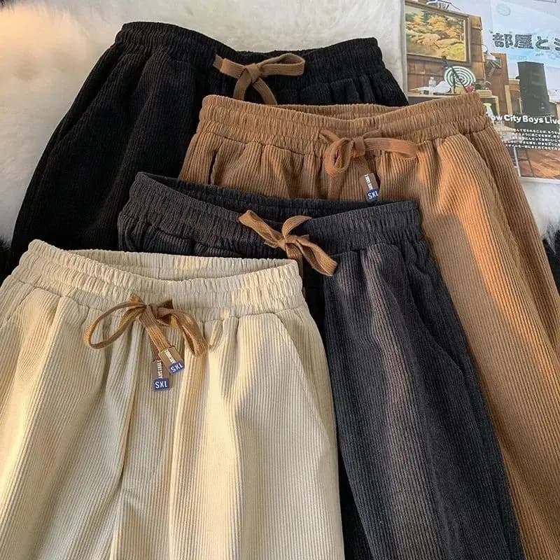 Casual Velvet Sport Pants Spring Autumn 2023 Men's Leggings Wide Korean Straight Pants