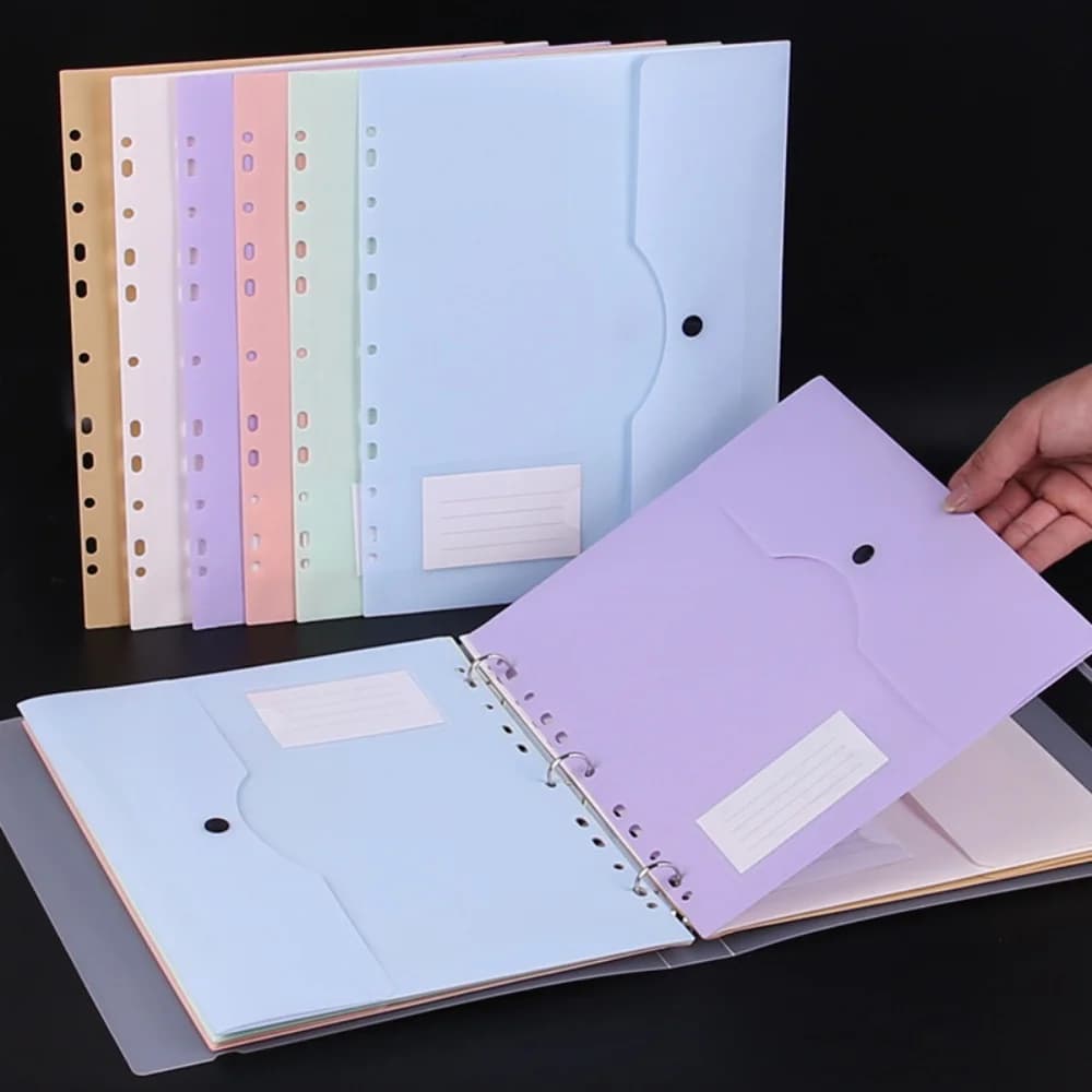 Borsa per documenti a fogli mobili a 11 fori Cartella a colori a 3 fori + 6 tasche raccoglitore Custodia per documenti per cartelle di forniture per ufficio e scuola