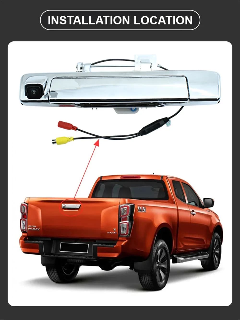 Per Isuzu D-max Dmax 2019 2020 2021 2022 2023 Telecamera di retromarcia per auto 1920*1080P AHD 170 ° Telecamera per veicolo con maniglia per bagagliaio di raccolta