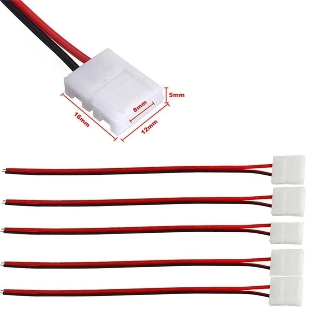 10 Pezzi Nuovi Connettori Pratici per Cavi a 2 Pin per Strisce LED 3528/5050 Monocolore, Adattatori Utili per Forniture Domestiche