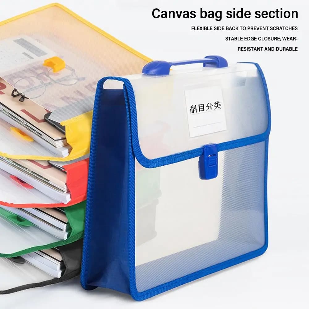 Cartelle di file trasparenti A4 Borsa di file portatile Valigetta Borsa Organizzatore di file impermeabile Documento addensato di grande capacità