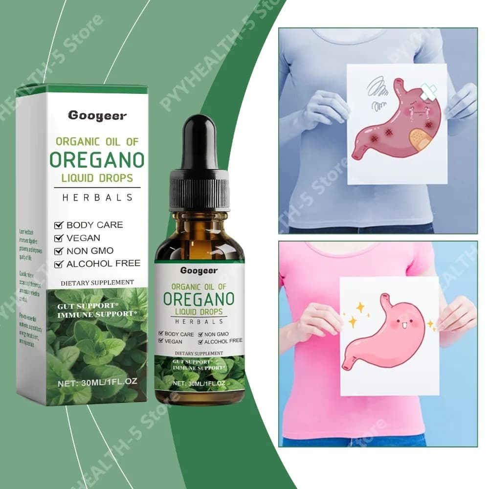 Googeer Oregano Oil Liquid Drops with Vitamin B1 Support Digestive and Intestinal Health Herbs Supplement 30ml