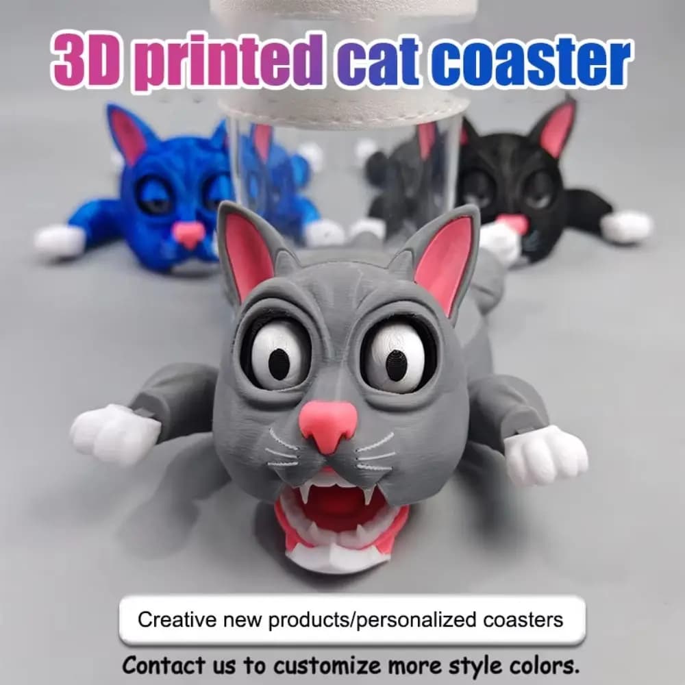 Sottobicchiere a Pressione con Gatto Spaventato, Gambe Incrociate e Occhi a Perno, Ornamento Originale Anti-scottatura