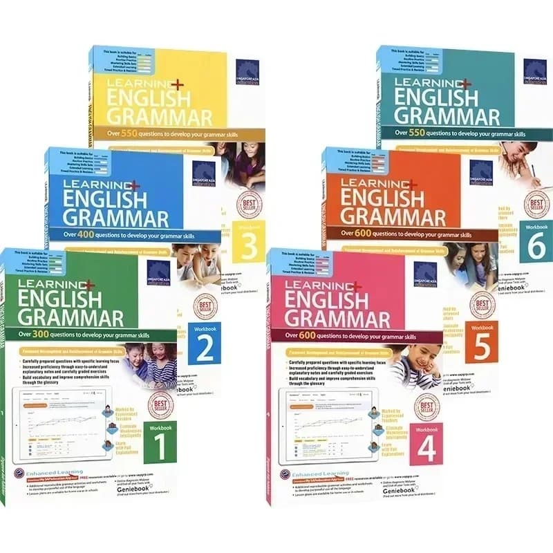 6 libri/set Singapore Grammar Spa 3-12 anni Bambini che imparano il quaderno in materiale inglese