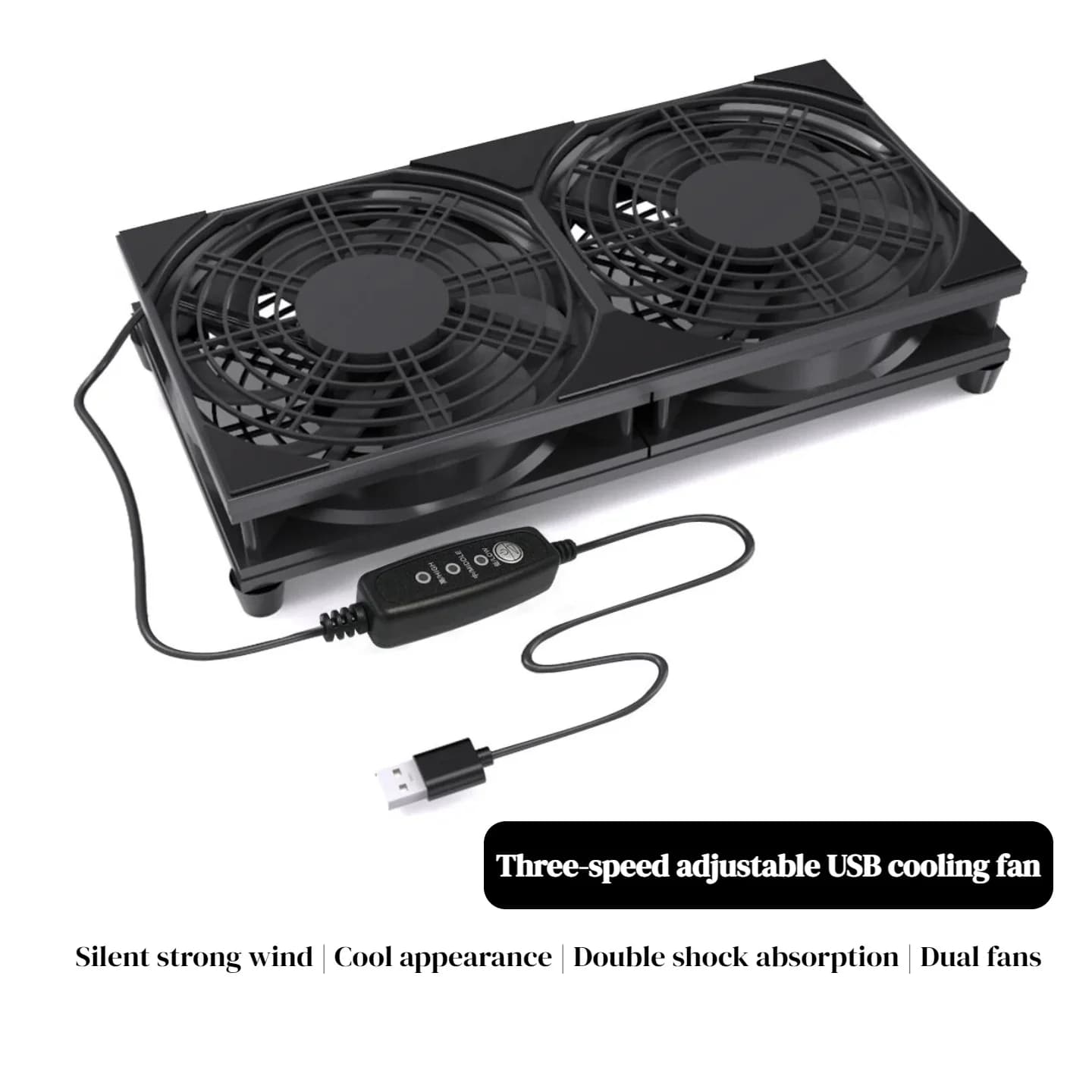 Ventola di Raffreddamento USB Doppia con Controllo a 3 Velocità | Raffreddatore ad Alto Flusso d'Aria 5V per Router, PC e Console di Gioco
