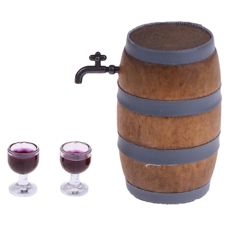 Mini botte di vino rosso in legno barile di birra in miniatura botte di birra fusto di birra per accessori per la decorazione della casa delle bambole scala 1:12 casa delle bambole