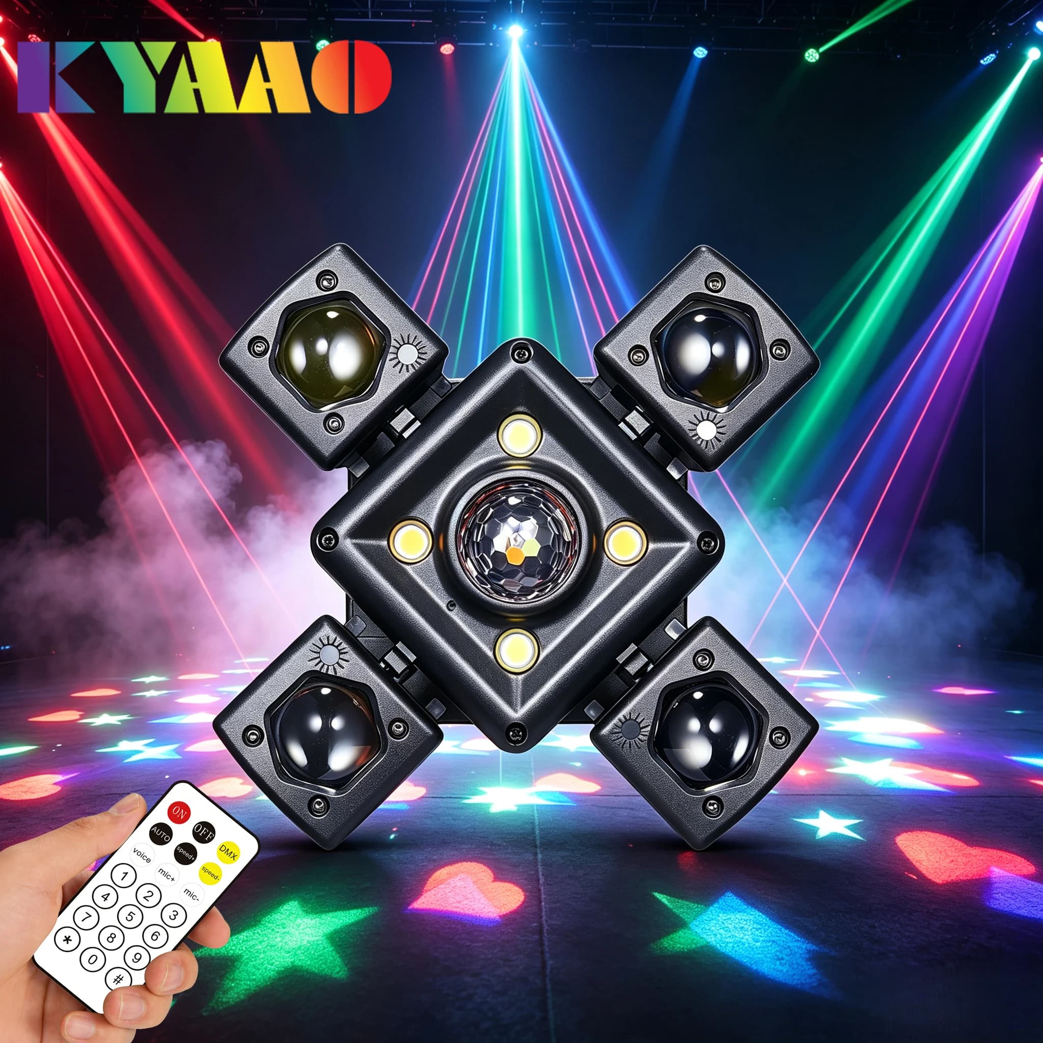 120W RGB Multi Effect Stage Light Beam Pattern Laser Strobe DMX512 DJ Disco Party Light for Club Bar Wedding Concert KTV