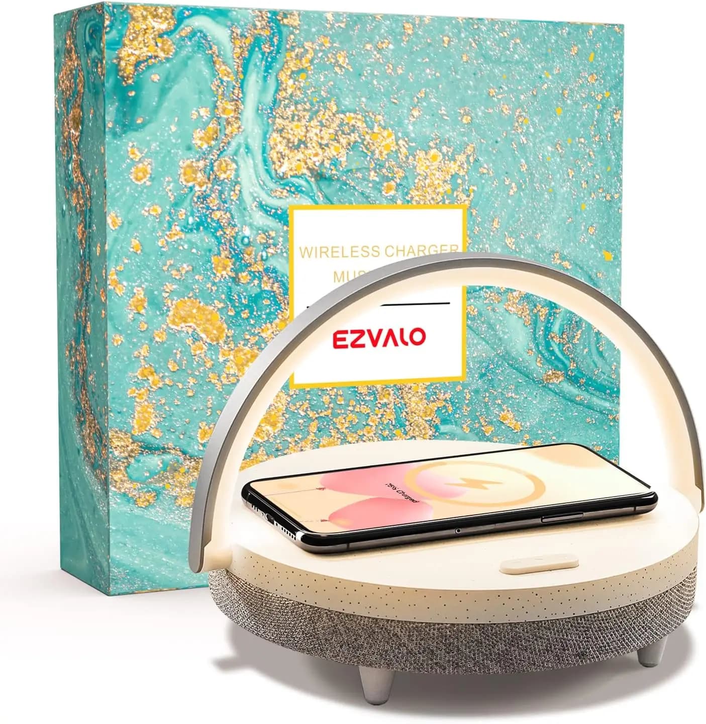Altoparlante Bluetooth portatile 4 in 1 con caricatore wireless, luce notturna dimmerabile e supporto per telefono: regalo perfetto per tutte le occasioni