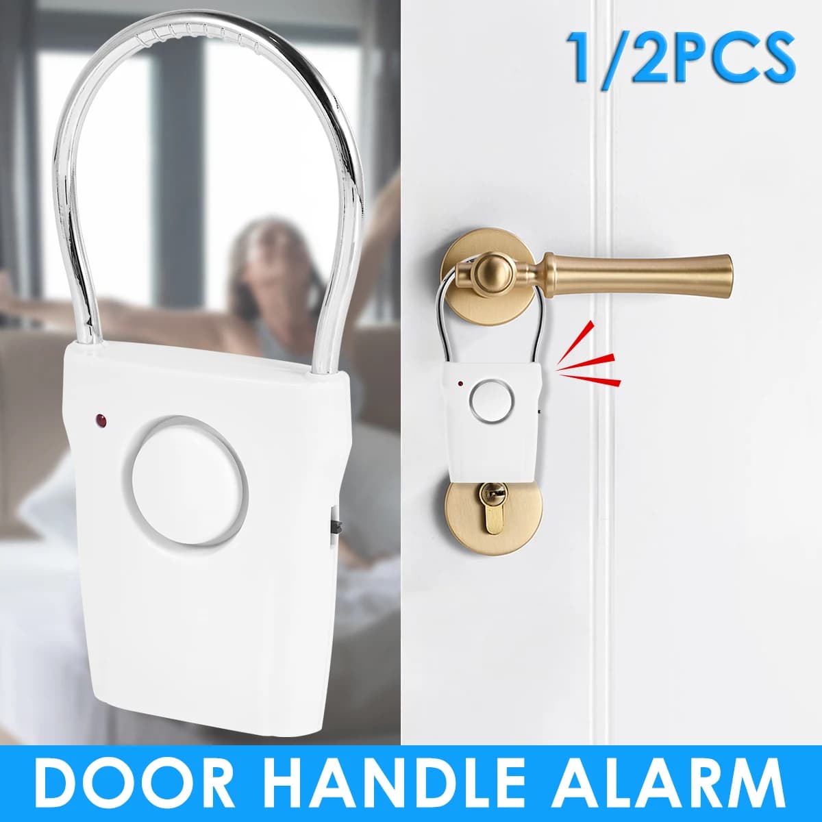 Allarme maniglia porta Allarme di sicurezza porta 110 dB 3 impostazioni regolabili Rilevamento maniglia finestra Avviso antifurto per la sicurezza dell'hotel in viaggio