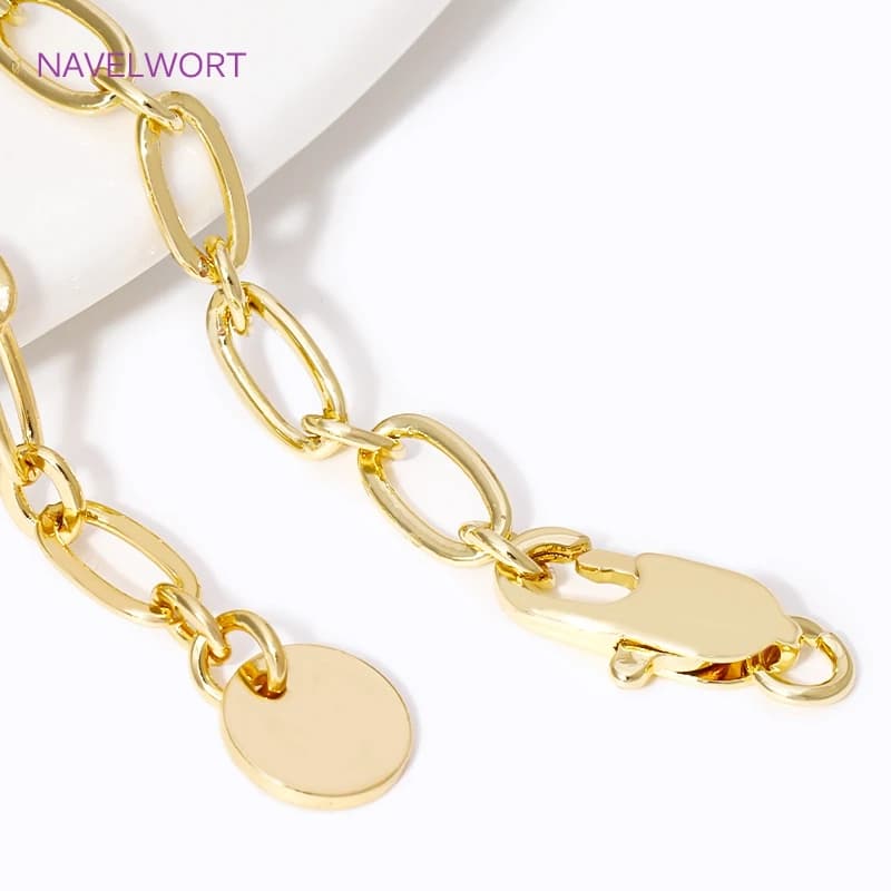 Catena di prolunga rotonda placcata oro 18 carati da 60 mm, catena di chiusura con moschettoni per la creazione di gioielli e accessori fai da te