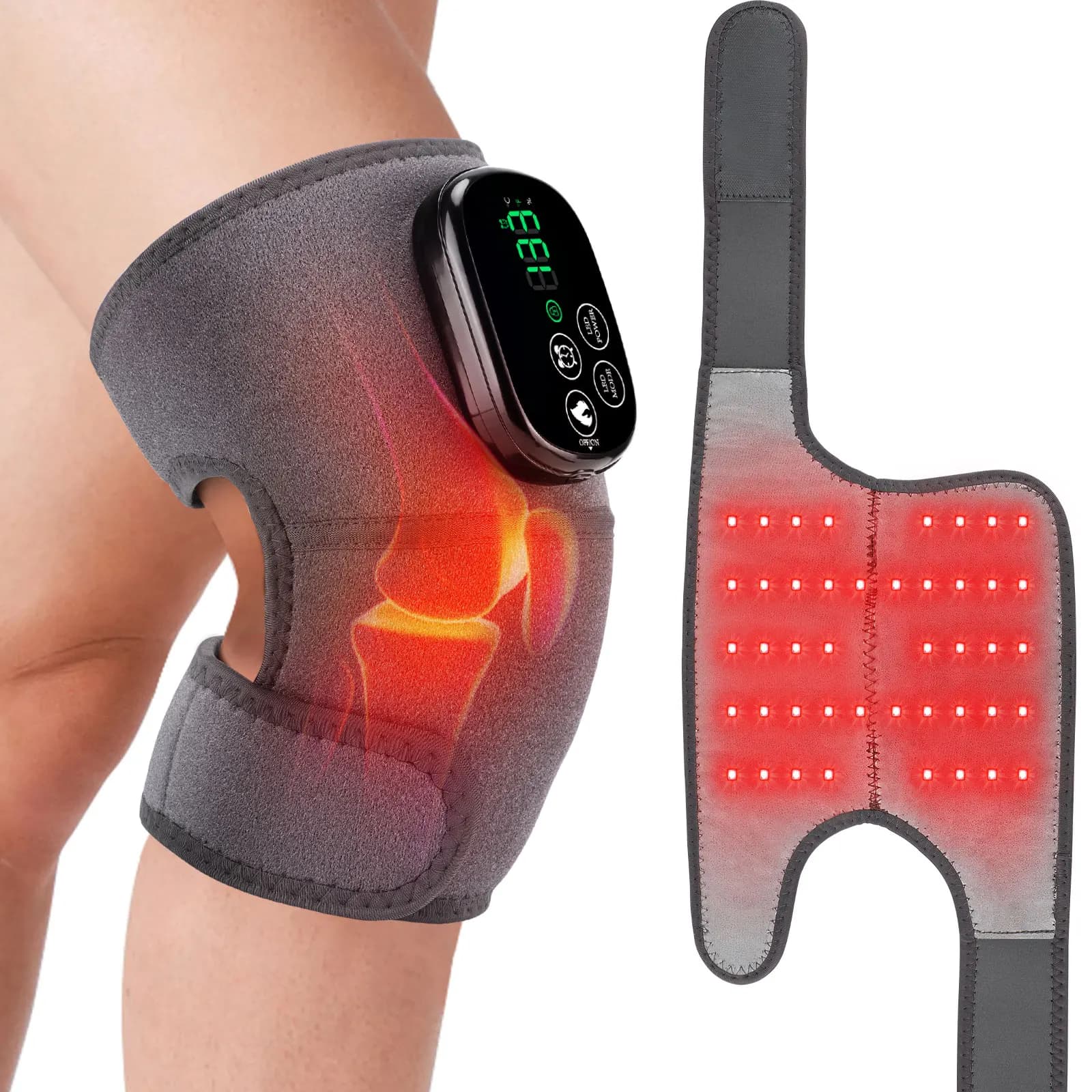 Massaggiatore per ginocchio riscaldante Ginocchio Spalla Gomito Massaggiatore per vibrazione riscaldante 3 in 1 Massaggiatore wireless portatile Protezione per ginocchiera