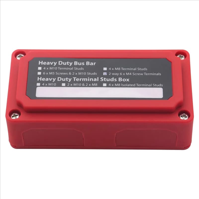 Modulo scatola sbarre collettrici per blocchi di distribuzione dell'energia per carichi pesanti da 100A con borchie terminali 12XM4 M6 per accessori rossi per barche RV per auto