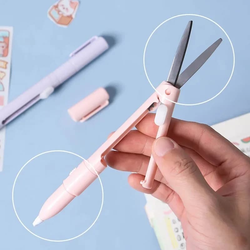 2 in 1 mini taglierina per penna a forbice pieghevole formato portatile coltello multiuso per matita in ceramica sicura per forniture per ufficio di cancelleria scolastica