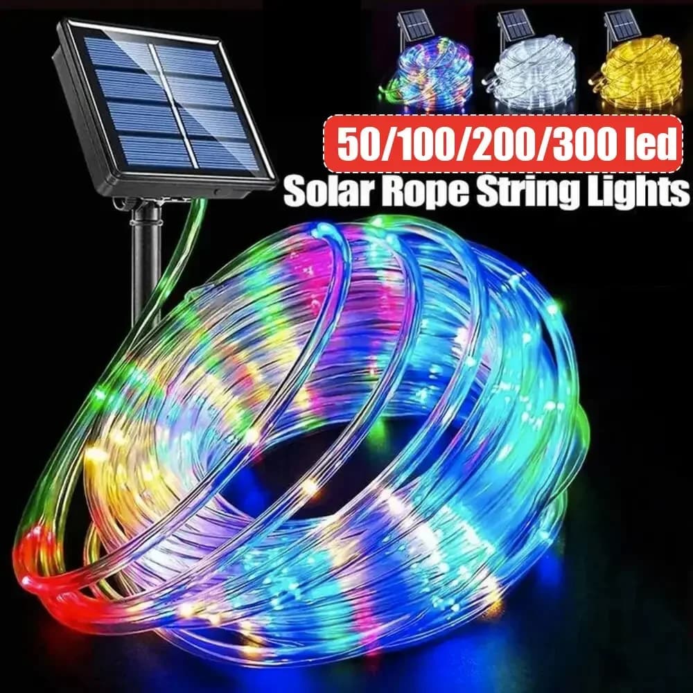 Tubo solare per esterni Corda a led Luce da giardino Decorazione natalizia Fata String Light 32m/22M/12M/7M Lampada a led per festa di nozze all'aperto