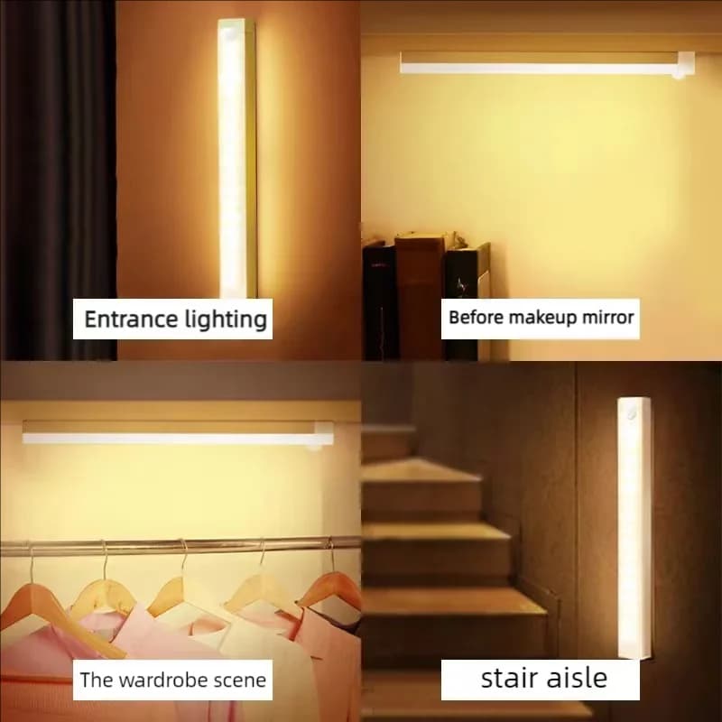 Luci notturne a LED ricaricabili senza fili Luci con sensore di movimento Armadio Cucina Luci notturne Camera da letto Sensore di luce Luce per scale