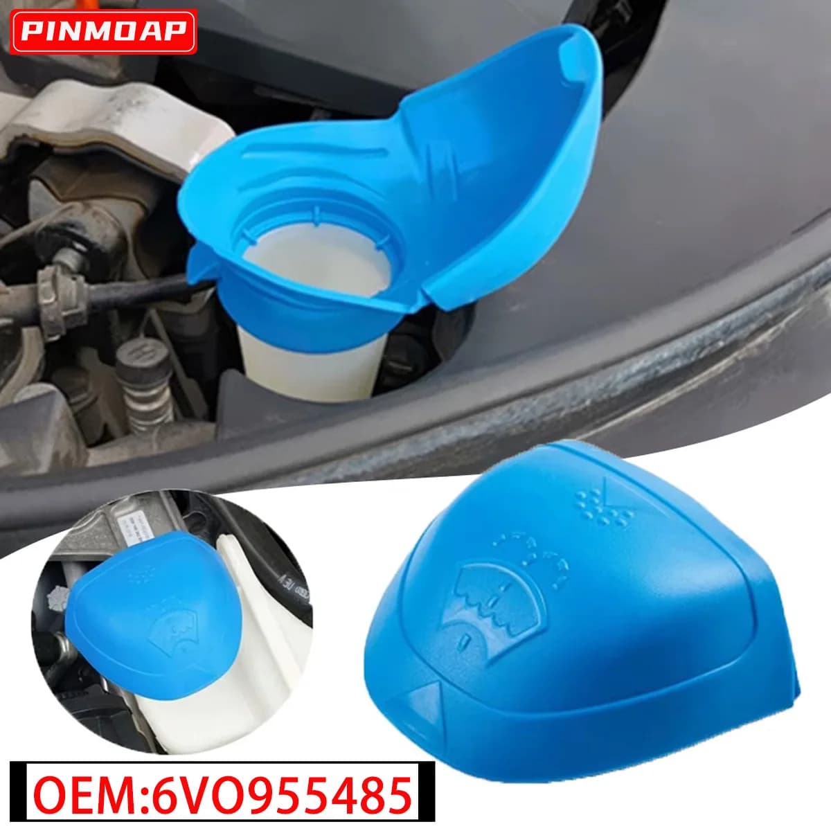 PINMOAP car water bottle cap is suitable for Audi Anti funnel cover for VW SKODA car wiper bottle cap 6V0955485 00009670