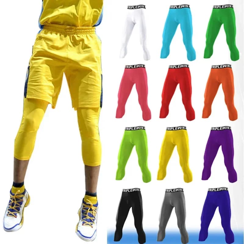 Men's gym Capri Running tights pants Kid Kids Basketball Football Fitness exercise Sport 3/4 shorts Shorts J12