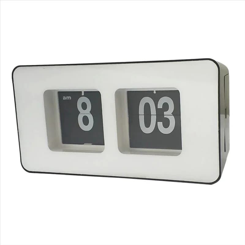 A44Z-Automatic Clock with Rotating Page Digital Table Clock Battery Powered Large Display for Home Bedroom Desk Decoration