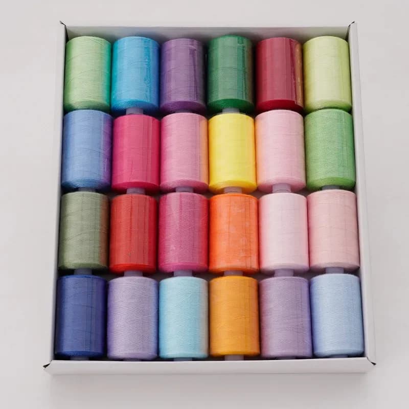 24 Rolls/Set Colored 1000 Yards Polyester Sewing Thread For Manual and Mechanical Sewing, 24 Colors, Household Sewing
