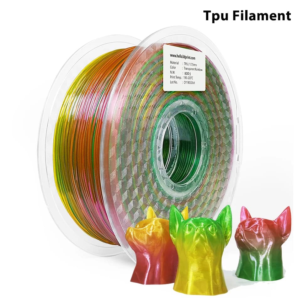 Flexible Filament Rainbow TPU 1.75 mm 800 g 400 g 200 g 3D Printer FlexMaterials Rainbow